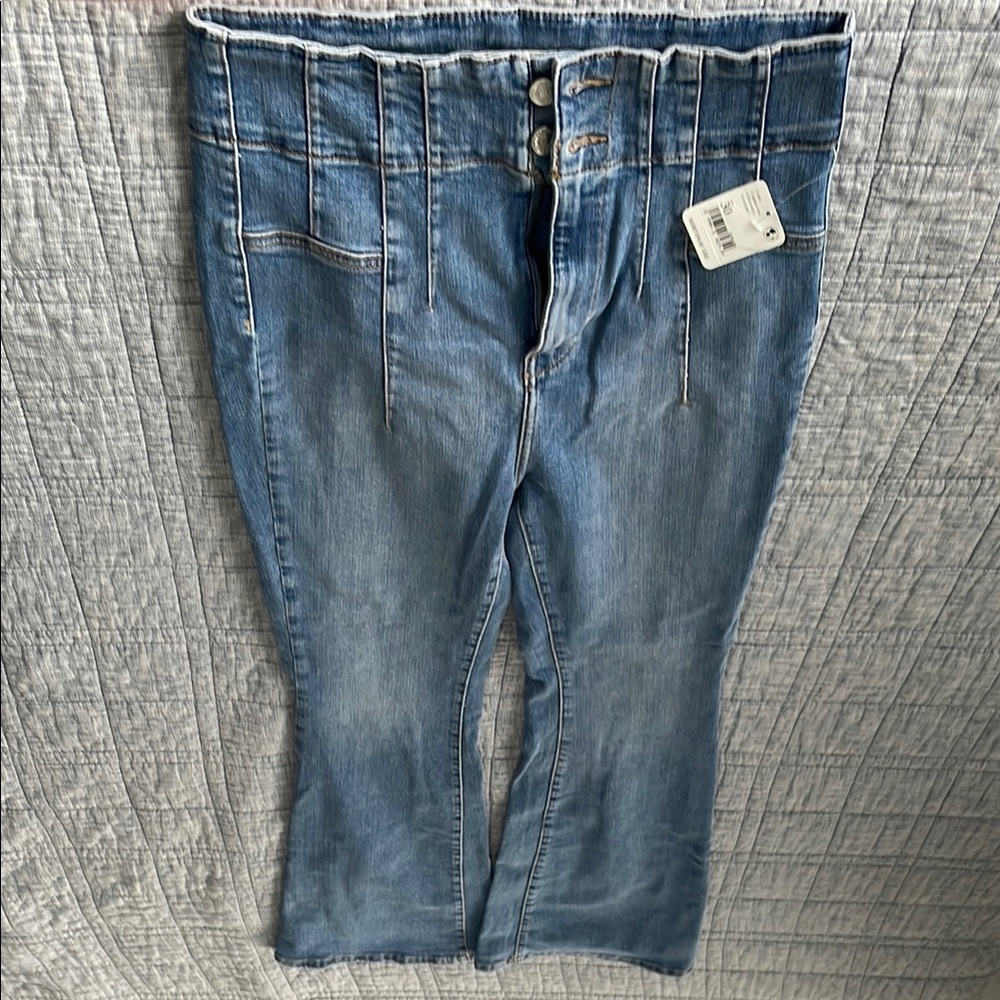 Free People Blue Flare Wide Leg Jeans